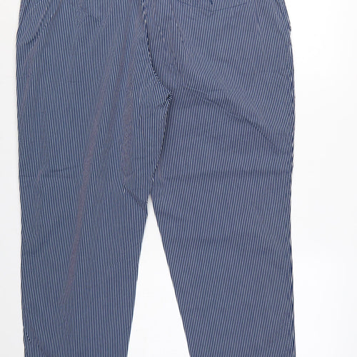 Marks & Spencer Women’s Blue Striped Size 20 Tapered Chino Trousers