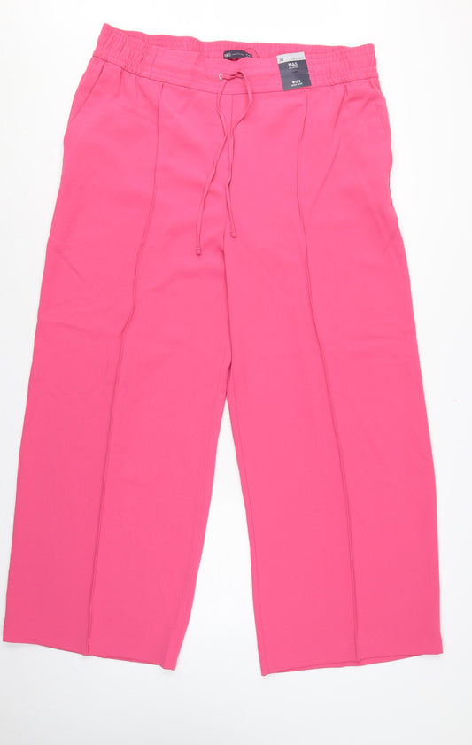 Marks & Spencer Women Pink Size 20 Wide High Rise Trousers