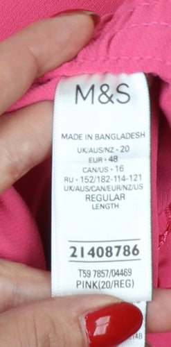 Marks & Spencer Women Pink Size 20 Wide High Rise Trousers