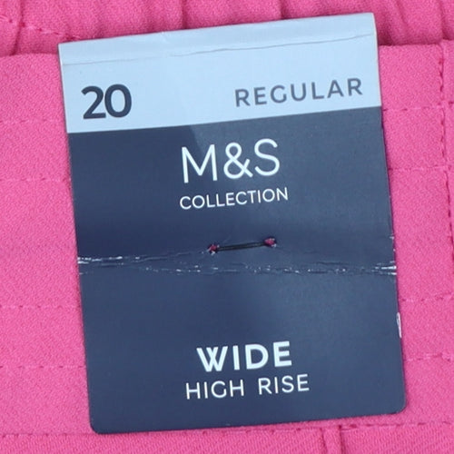 Marks & Spencer Women Pink Size 20 Wide High Rise Trousers