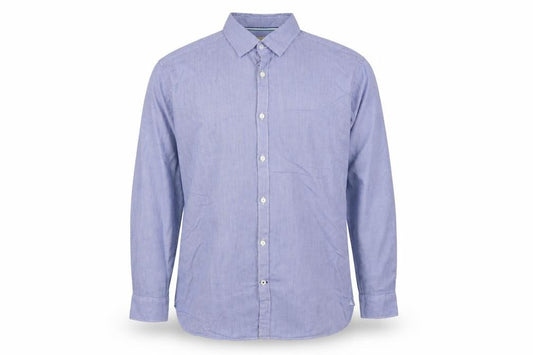 M&S Collezione Men Blue Geometric Cotton Slim Fit Dress Shirt 2XL