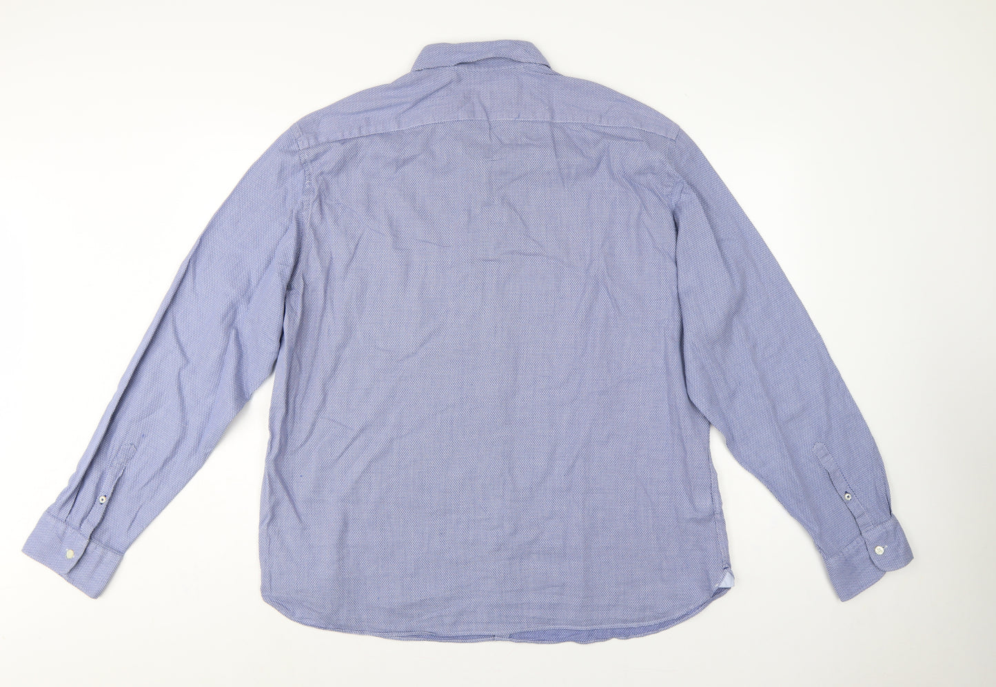 M&S Collezione Men Blue Geometric Cotton Slim Fit Dress Shirt 2XL