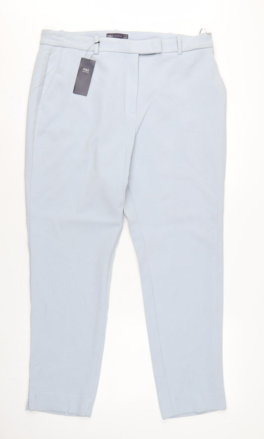 M&S Women Grey UK 18 Long Tapered Tailored Dress Trousers NWT