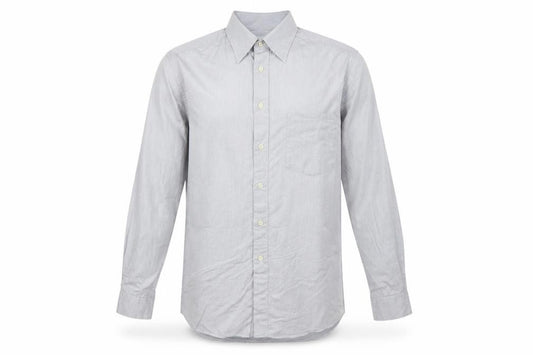 Front view of Hugo Boss Men Grey 16 Cotton Long Sleeve Button-Up Point Collar Shirt