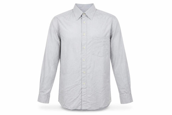 Hugo Boss Men Grey 16 Cotton Long Sleeve Button-Up Point Collar Shirt