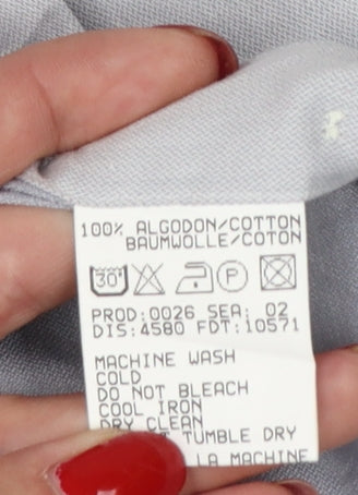 Hugo Boss Men Grey 16 Cotton Long Sleeve Button-Up Point Collar Shirt