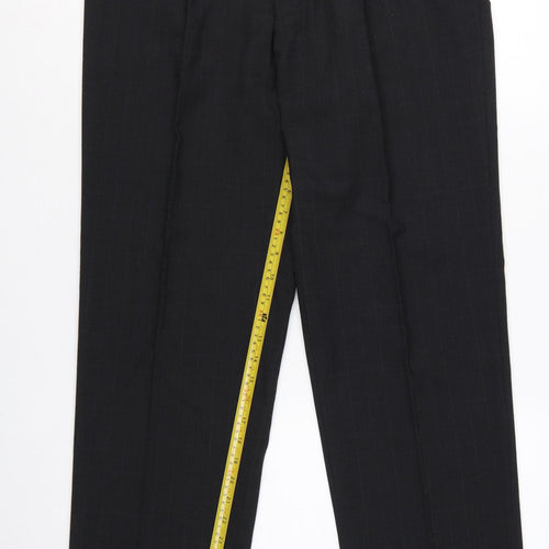 Marks and Spencer Men Charcoal Pinstripe Pleated Trousers W34 L31