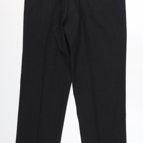 Marks and Spencer Men Charcoal Pinstripe Pleated Trousers W34 L31