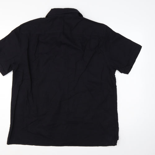 Marks & Spencer Men Black Linen Cotton Short Sleeve Shirt L 41-43