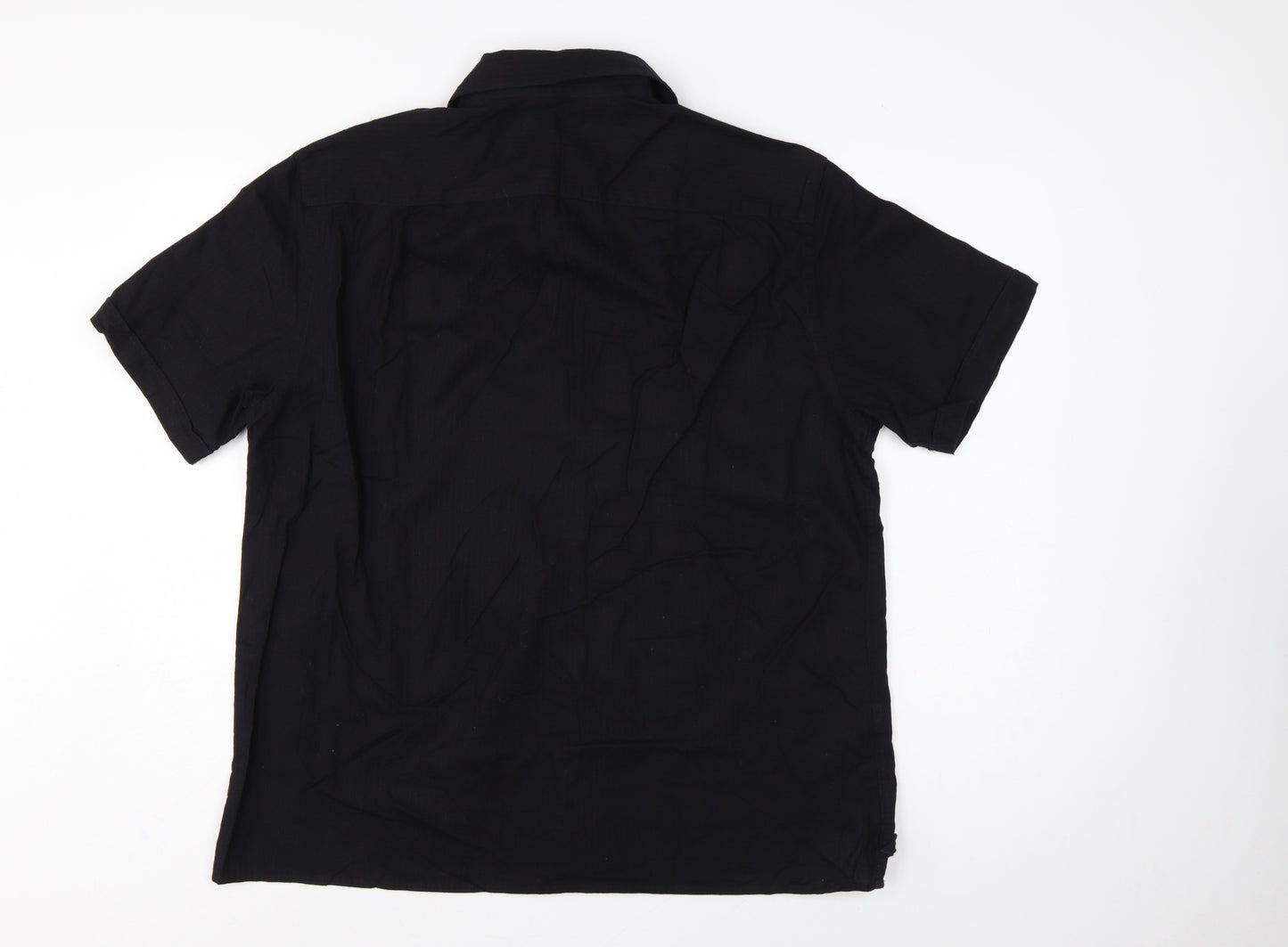 Marks & Spencer Men Black Linen Cotton Short Sleeve Shirt L 41-43