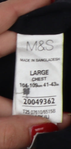 Marks & Spencer Men Black Linen Cotton Short Sleeve Shirt L 41-43