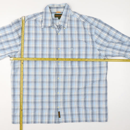 Timberland Men Blue Plaid Check Button-Down Long Sleeve Shirt L