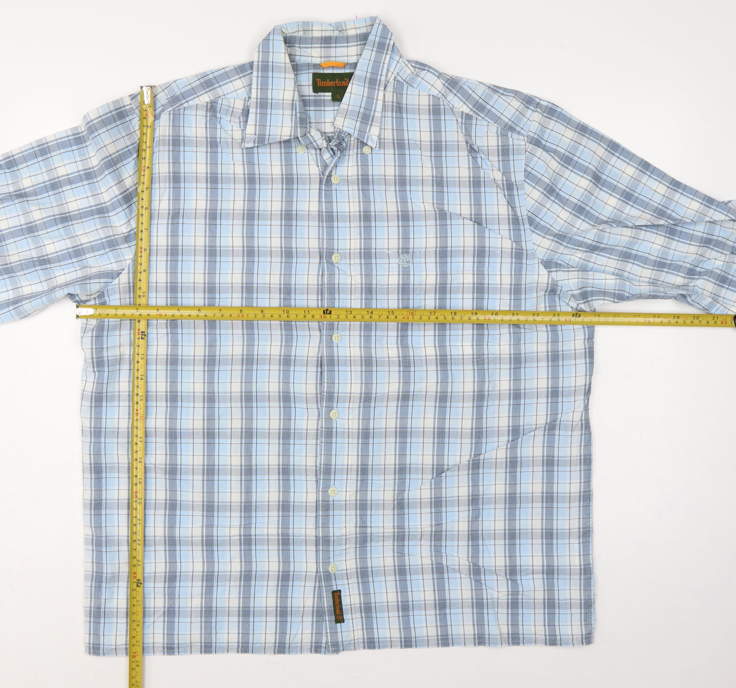 Timberland Men Blue Plaid Check Button-Down Long Sleeve Shirt L