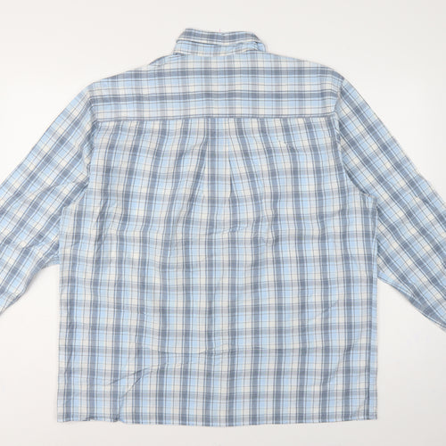 Timberland Men Blue Plaid Check Button-Down Long Sleeve Shirt L