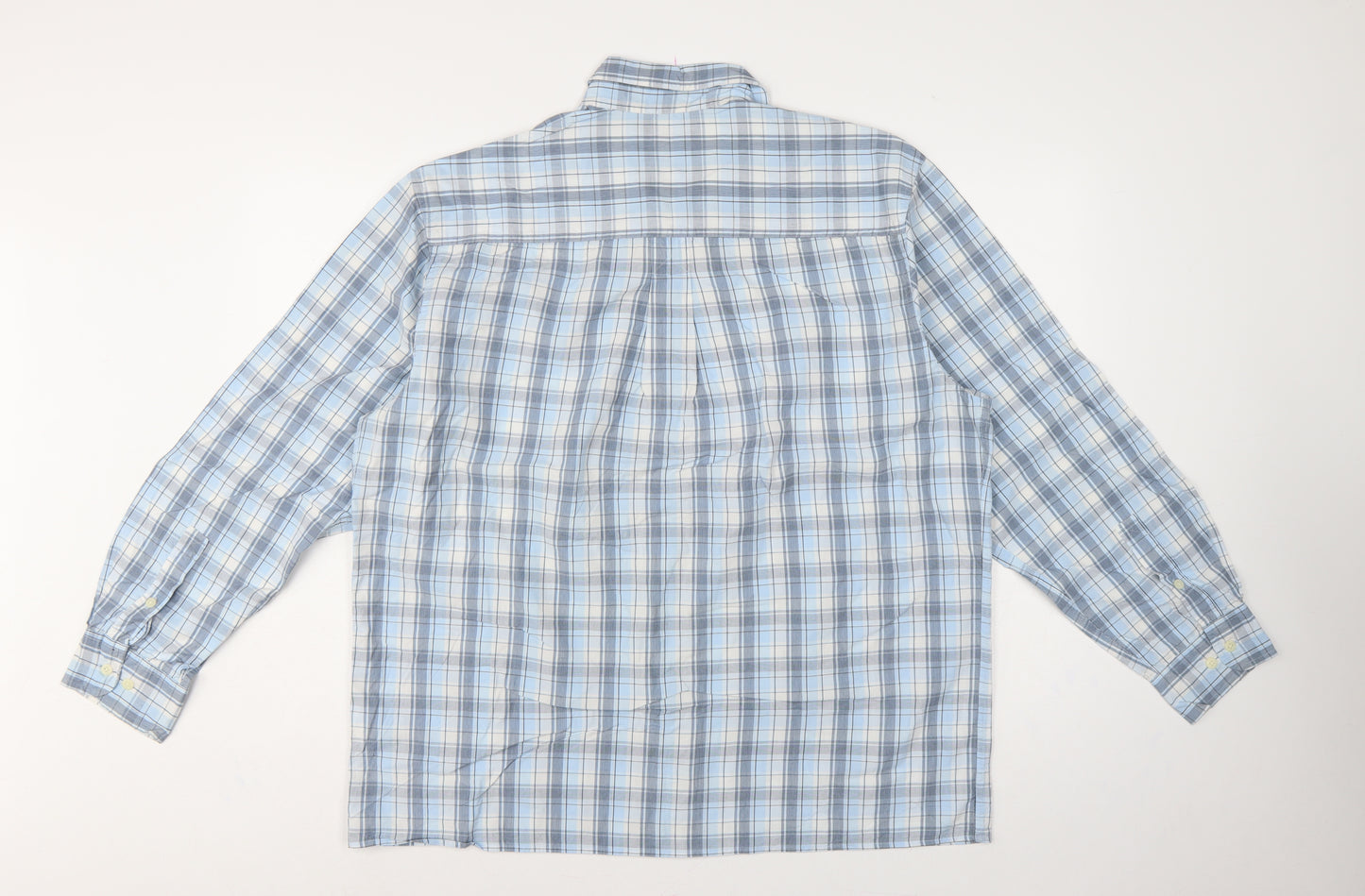 Timberland Men Blue Plaid Check Button-Down Long Sleeve Shirt L