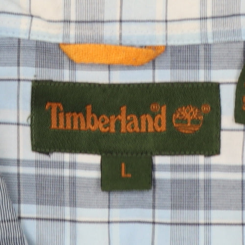 Timberland Men Blue Plaid Check Button-Down Long Sleeve Shirt L