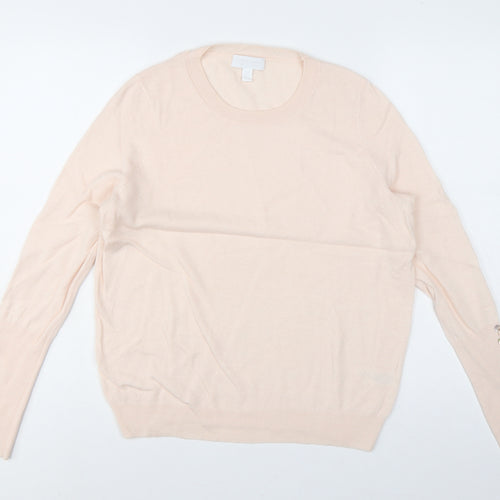White Label The White Company Women Pink UK 12 Crew Neck Wool Jumper
