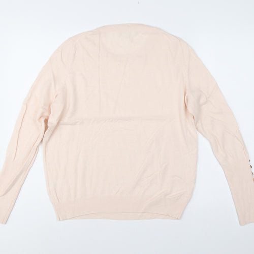 White Label The White Company Women Pink UK 12 Crew Neck Wool Jumper