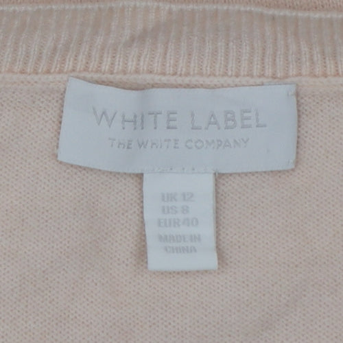 White Label The White Company Women Pink UK 12 Crew Neck Wool Jumper