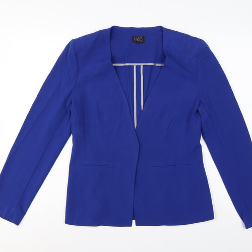Marks & Spencer Women Blue UK 12 Tailored Shawl Lapel Blazer