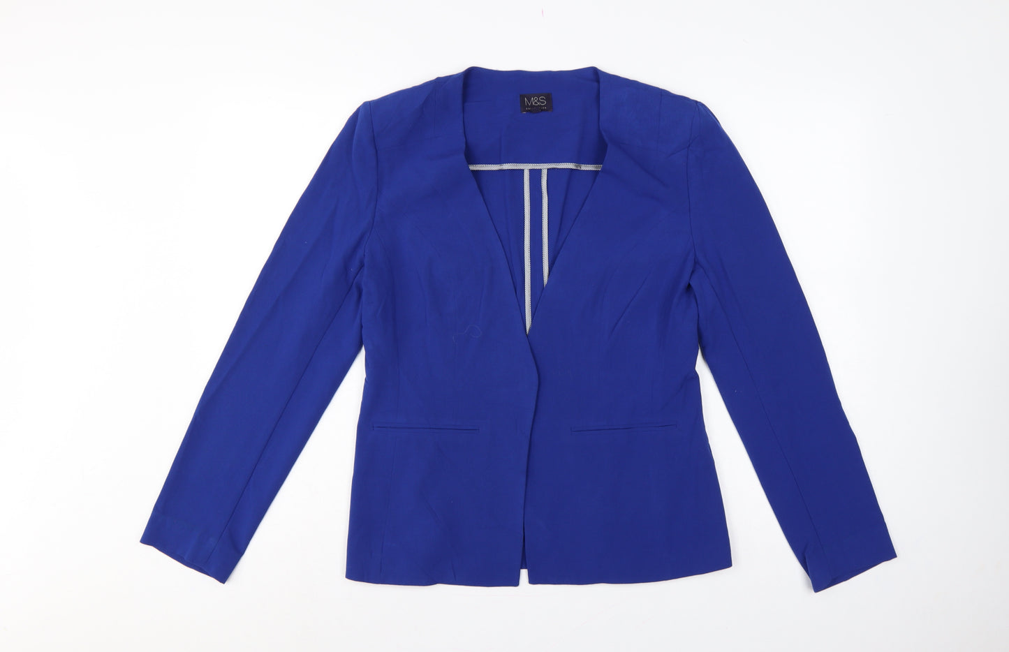 Marks & Spencer Women Blue UK 12 Tailored Shawl Lapel Blazer