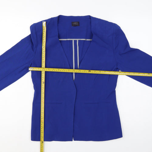 Marks & Spencer Women Blue UK 12 Tailored Shawl Lapel Blazer