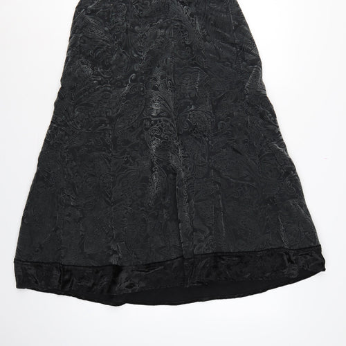 Per Una Women’s Black Paisley Velvet A-Line Knee Length Skirt UK 12