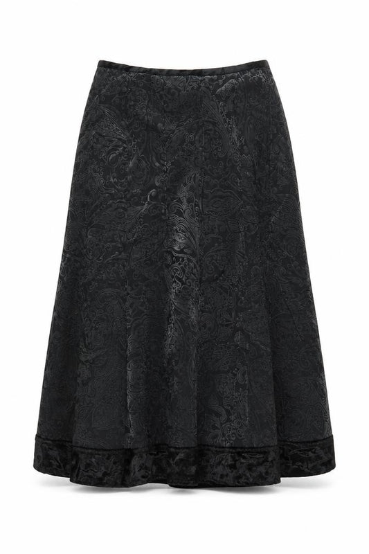 Per Una Women’s Black Paisley Velvet A-Line Knee Length Skirt UK 12