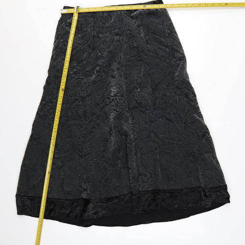 Per Una Women’s Black Paisley Velvet A-Line Knee Length Skirt UK 12