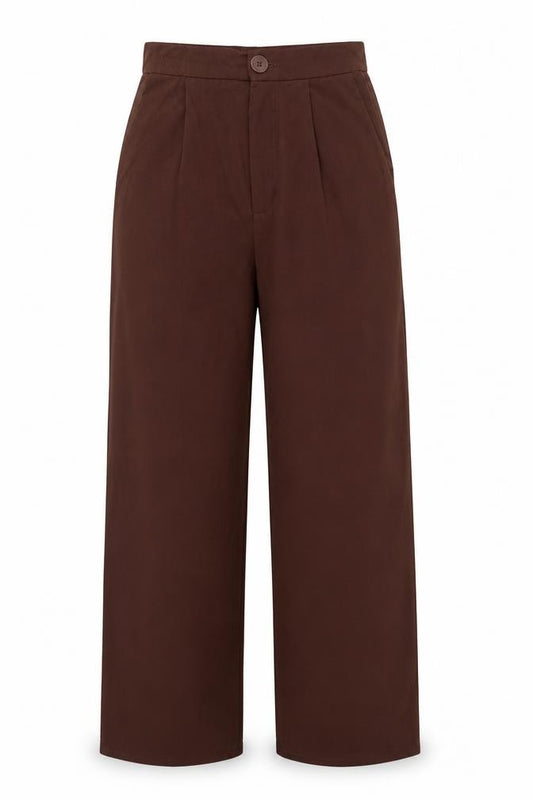 Stradivarius Women Brown UK 8 High Rise Wide Leg Pleated Trousers
