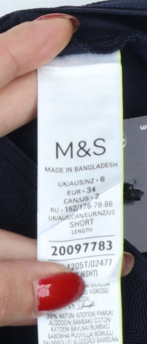 Marks and Spencer Women Blue UK 6 Slim High Rise Ankle Grazer Trousers