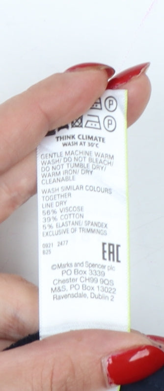 Marks and Spencer Women Blue UK 6 Slim High Rise Ankle Grazer Trousers