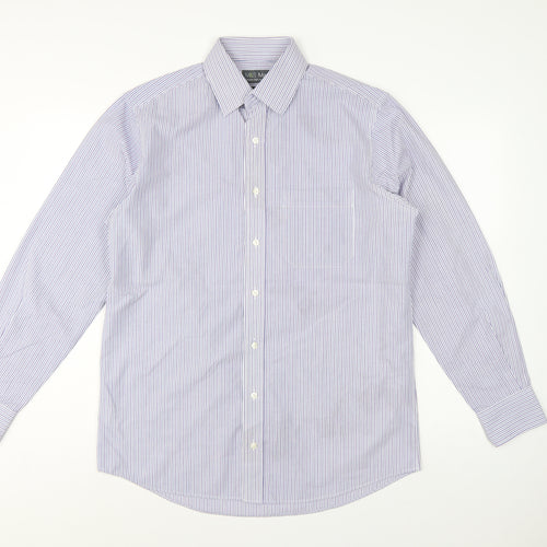 Marks and Spencer Men Purple Stripe Regular Fit 15.5 Non-Iron Shirt