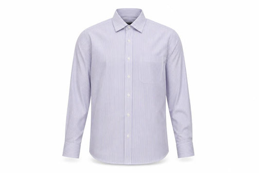 Front view of Marks & Spencer Men Purple Stripe Regular Fit 15.5 Non-Iron Shirt
