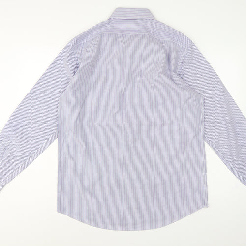 Marks and Spencer Men Purple Stripe Regular Fit 15.5 Non-Iron Shirt