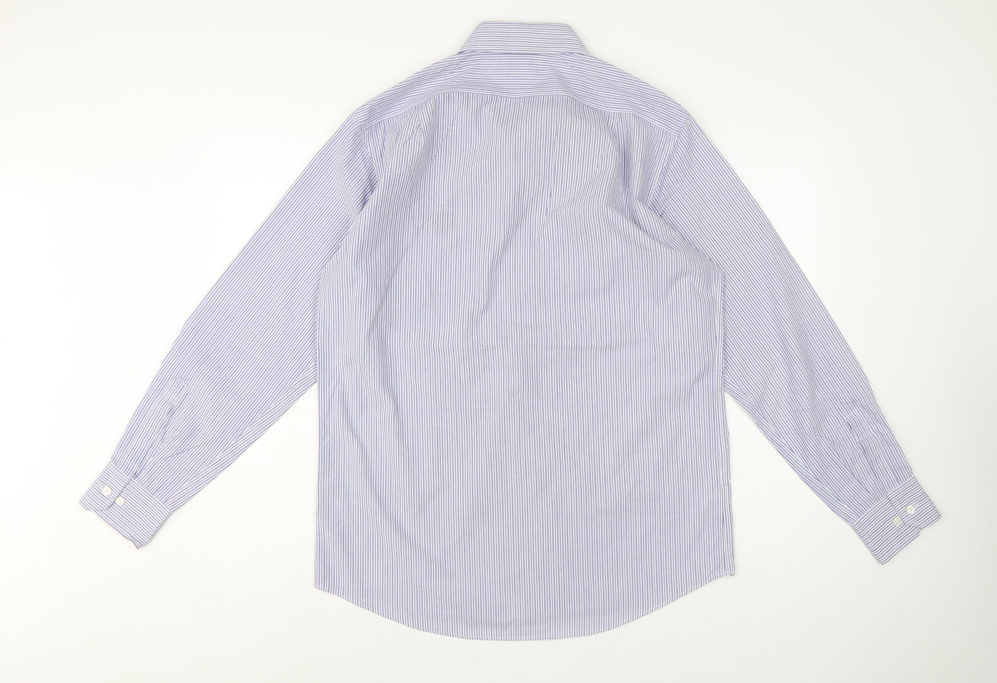 Marks and Spencer Men Purple Stripe Regular Fit 15.5 Non-Iron Shirt