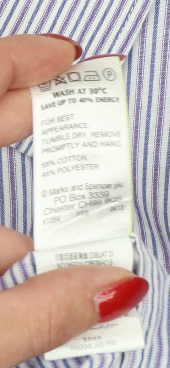 Marks and Spencer Men Purple Stripe Regular Fit 15.5 Non-Iron Shirt