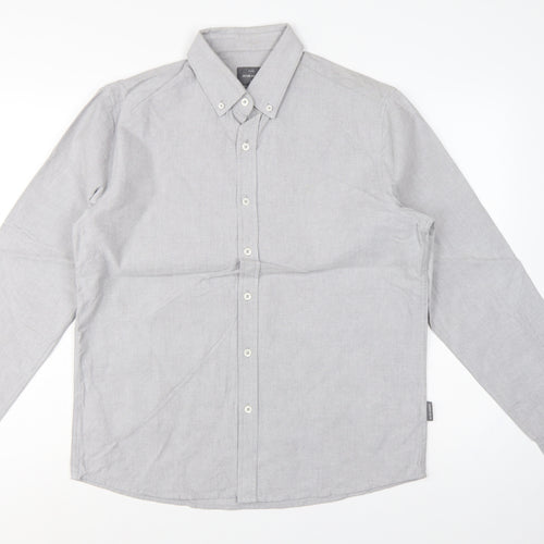 Peter Werth Men’s Grey L Castle Cotton Button-Down Long Sleeve Shirt