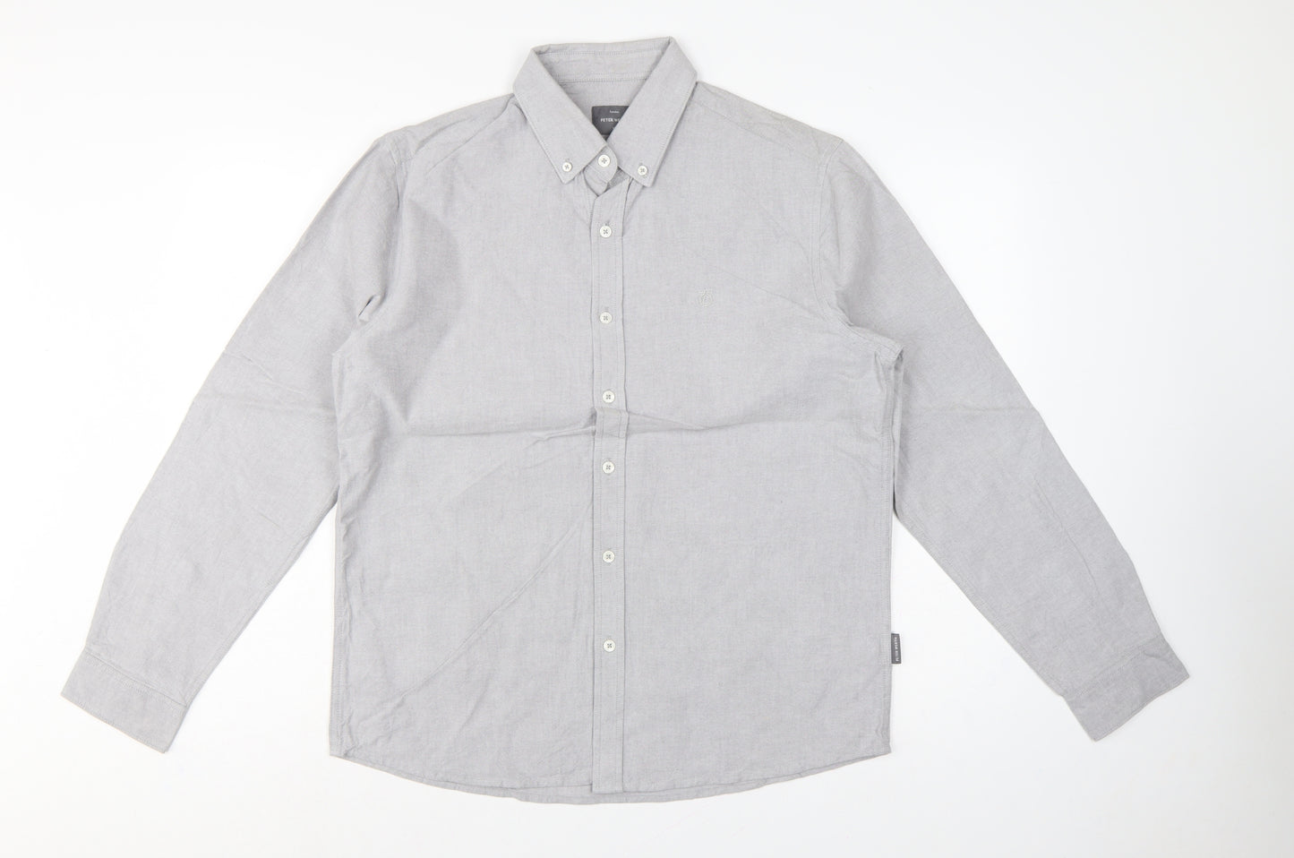 Peter Werth Men’s Grey L Castle Cotton Button-Down Long Sleeve Shirt