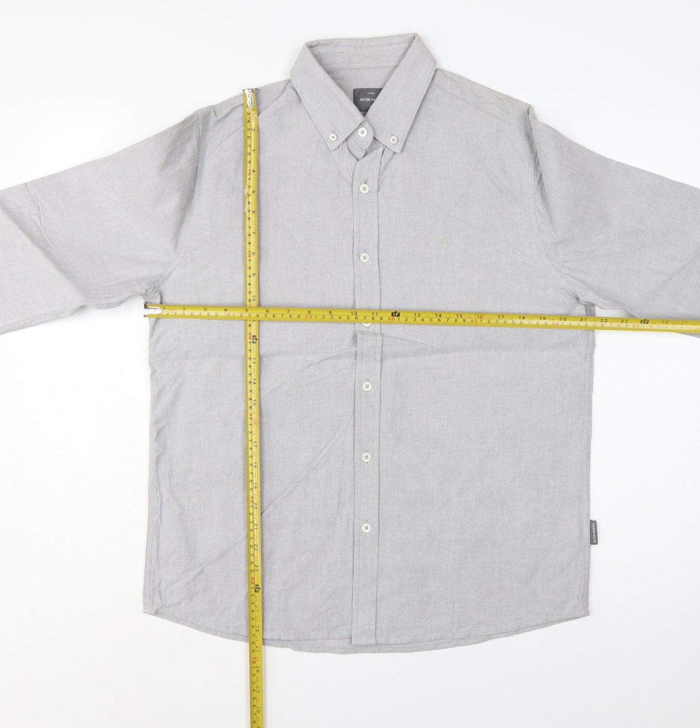 Peter Werth Men’s Grey L Castle Cotton Button-Down Long Sleeve Shirt
