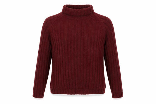 Monki Women Red Ribbed Roll Neck Jumper UK 12 Long Sleeve Knit