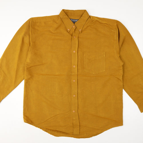 Trademark Men’s Yellow XL Button-Down Long Sleeve Casual Shirt