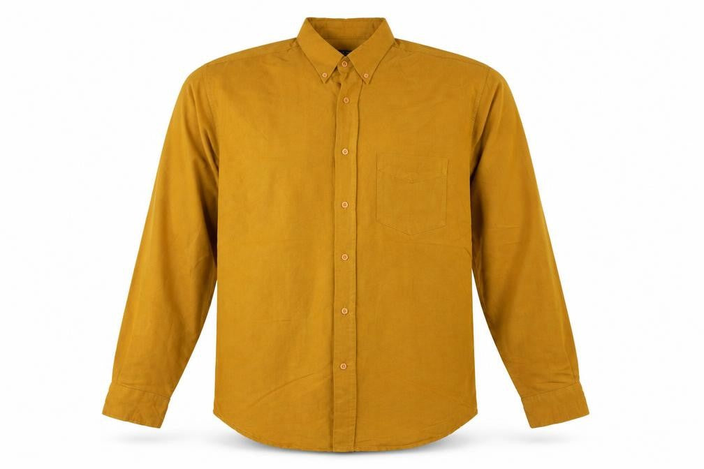 Front view of Trademark Men’s Yellow XL Button-Down Long Sleeve Casual Shirt