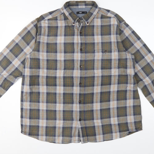 Cotton Traders Men Green Check Button-Down Long Sleeve Shirt XL