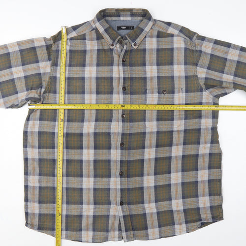 Cotton Traders Men Green Check Button-Down Long Sleeve Shirt XL