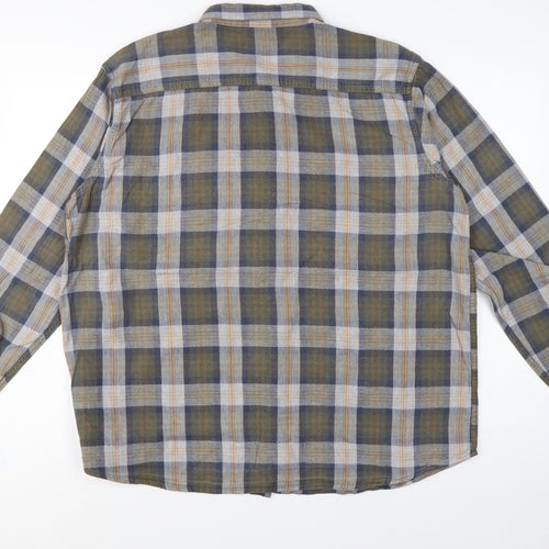Cotton Traders Men Green Check Button-Down Long Sleeve Shirt XL