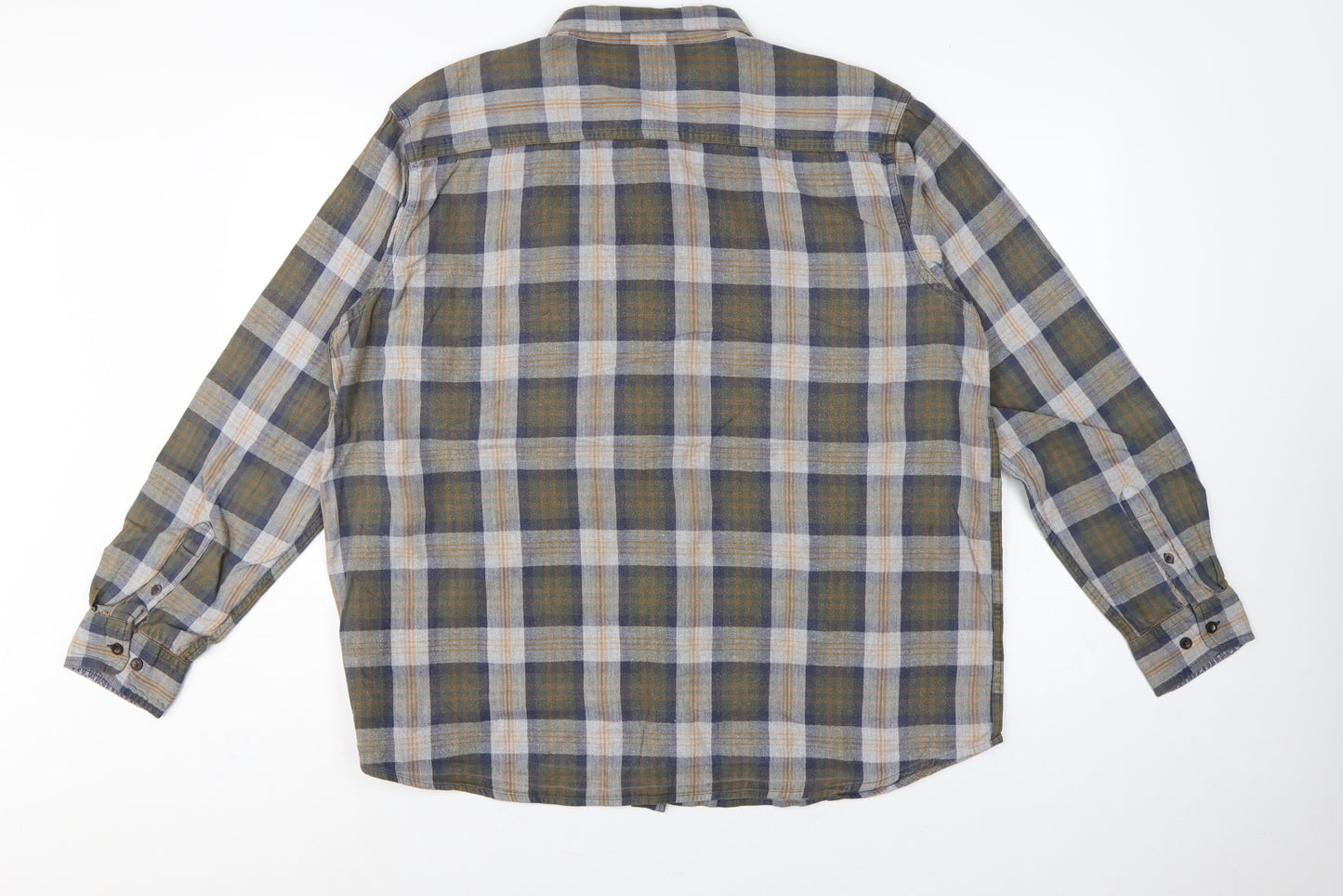 Cotton Traders Men Green Check Button-Down Long Sleeve Shirt XL