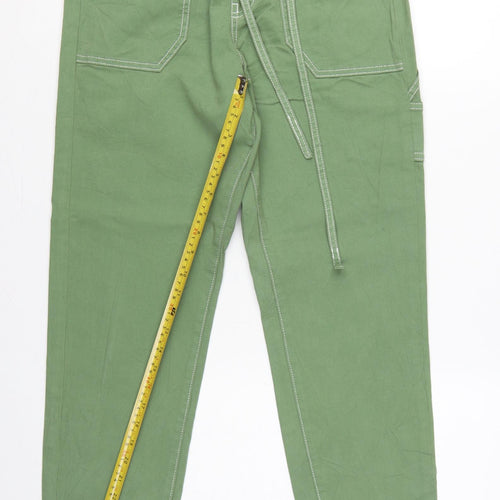 Marks and Spencer Women Green UK 10 Cargo Tapered Belted Trousers