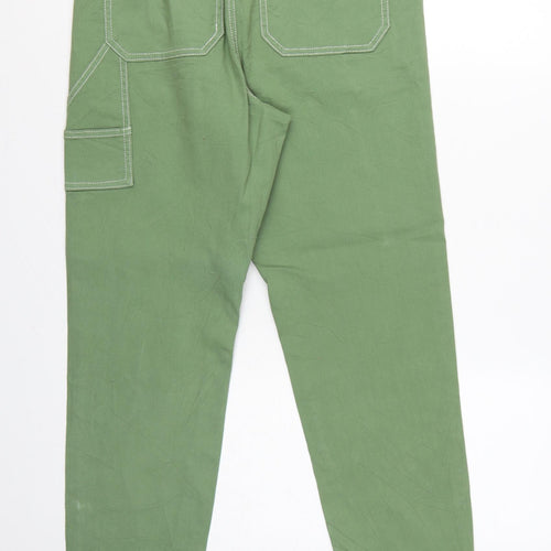 Marks and Spencer Women Green UK 10 Cargo Tapered Belted Trousers