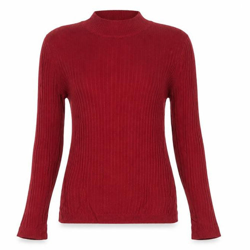 Topshop Women Red UK 8 Ribbed Mock Neck Slim Pullover Jumper
